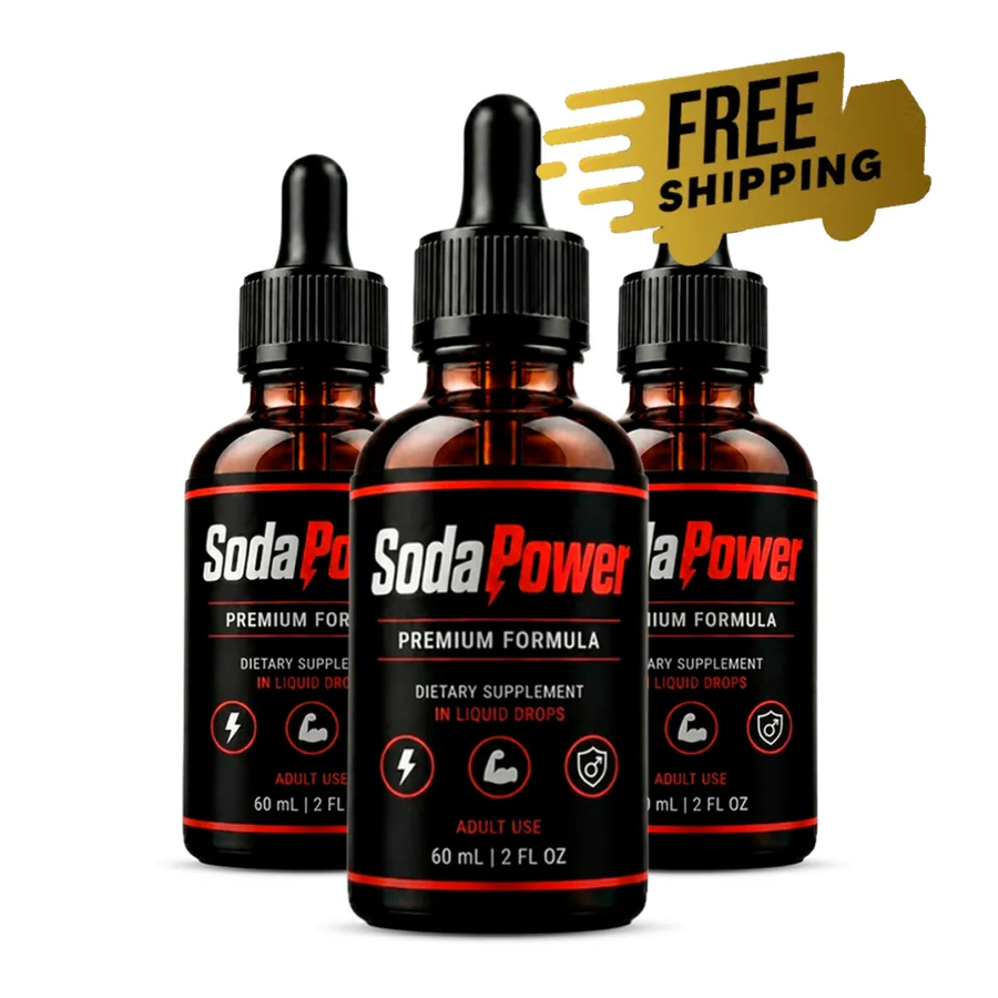 SodaPower 3-bottle pack showing the botanical supplement